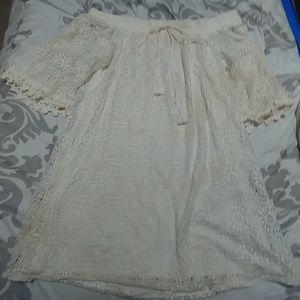 Cream off the shoulder lace shirt